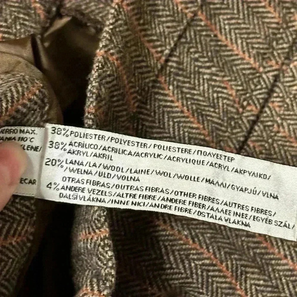 Bershka Wool Blend Brown Striped Trousers Size 6 - Picture 7 of 7